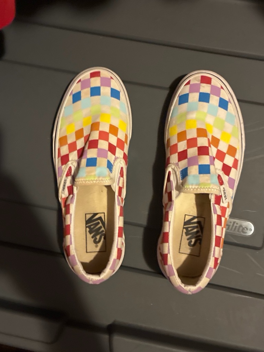 Vans Checkerboard Slip-On Sneakers in Rainbow Colors